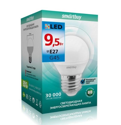 Светодиодная  Лампа Smartbuy-G45-9,5W/6000/E27