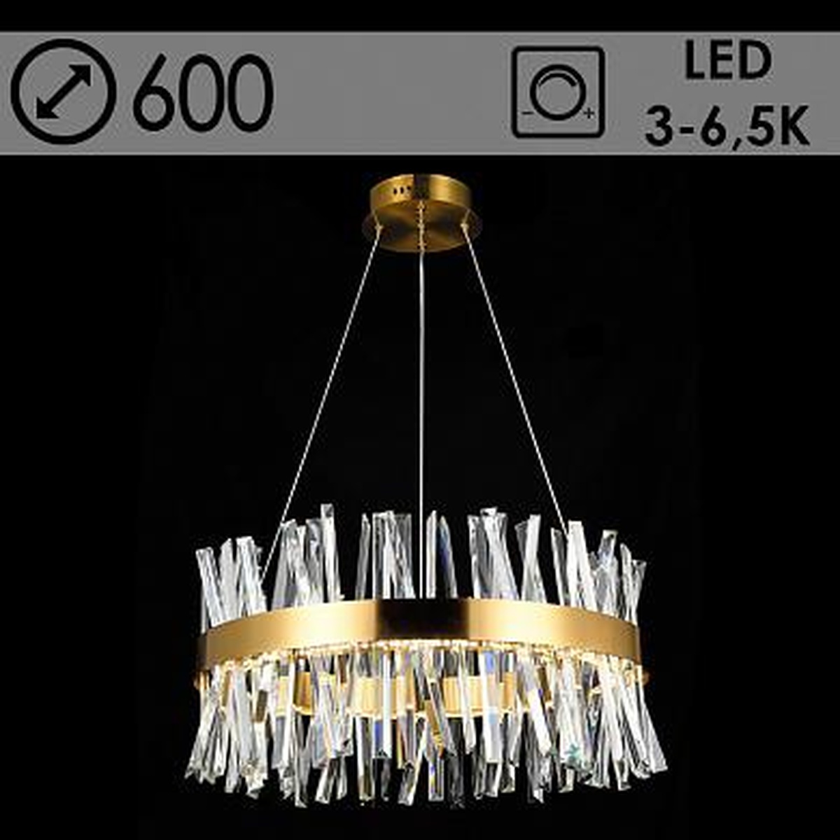 Люстра 58076/600 COP медь 2x61W LED 3000-6500k d600 h300 диммер, SDA22